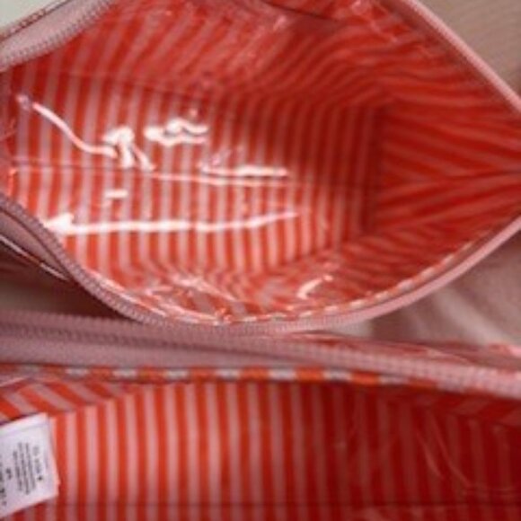 Mark and Graham Clean Coated Travel Pouch, Set of 2- Pink-Orange Block Print - Picture 6 of 10